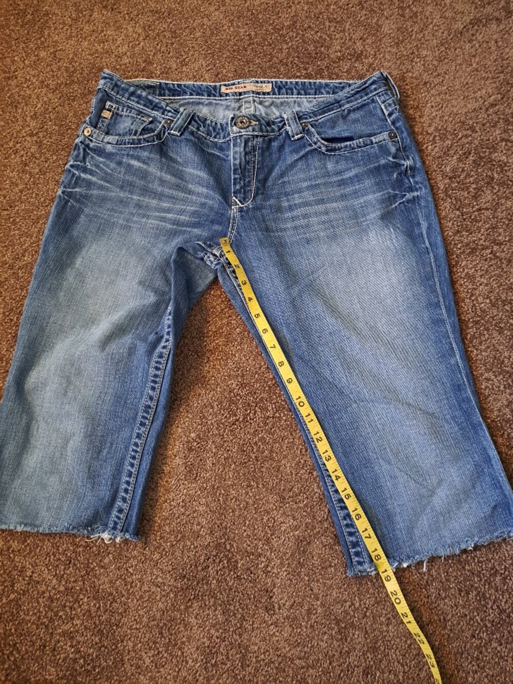Big Star Casey K Low Rise Fit Cut off Denim Jean Shorts W/Embroidered Flap Pocke - Picture 4 of 11